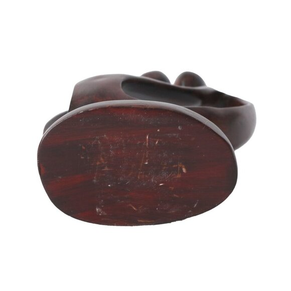 Mid Century Modern Hand Carved Wood Woman Man Parent & Child Sculpture - Picture 6 of 7